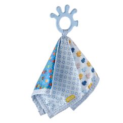 Babyjem Relaxing Cloth with Patchwork Teether 0+ Months - Blue