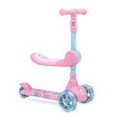 MoMi Kiuru 2-in-1 Scooter and Ride-On, Color: pink