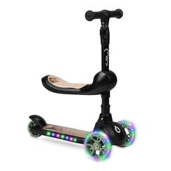 MoMi Kiuru 2-in-1 Scooter and Ride-On, Color: Black