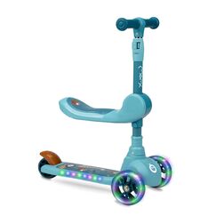 MoMi Kiuru 2-in-1 Scooter and Ride-On, Color: Blue