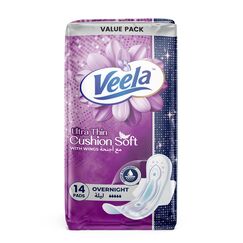 Veela Cushion Soft Ultra Thin Pads for Women Heavy Flow Feminine Hygiene Pads Overnight 14 Count