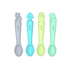 Melii Silicone Spoons 4 Pcs, Color: Green, Mint, Turquoise, Grey
