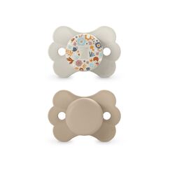 Suavinex SX Pro Ultra Soft Butterfly Shape Baby Pacifier for Babies 6-18 months with Silicone Nipple Physiological Teat Safe for Baby Pack of 2, Color: Beige