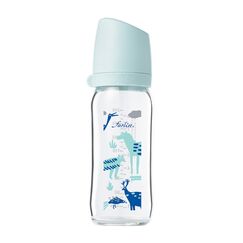 Farlin Heat Resistant α-33 Glass Wide Neck Feeding Bottle 240ml City Series - Blue