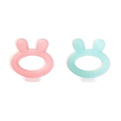Suavinex Rabbit Teether for Baby +0 Months Made of One-piece Silicone, Helps Soothe Inflamed Gums & Stimulates Fine Motor Skills - Assorted Colors