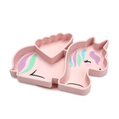 Melii Divided Silicone Suction Plate, Color: pink