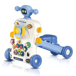 Teknum 5In1 Baby Walker Learning Table Scooter Roller Coaster With Musical Keyboard 6+ Months, Color: Blue