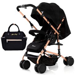 Teknum Reversible Trip Stroller With Ace Diaper Bag 6–36 Months Up To 15Kg, Color: Midnight