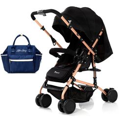 Teknum Reversible Trip Stroller With Ace Diaper Bag 6–36 Months Up To 15Kg, Color: Black
