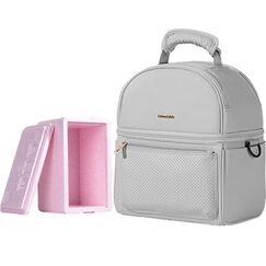 Sunveno Insulated Lunch Bag With Thermos Box 29.5Cm Dual Compartment, Color: Grey