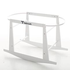 Teknum Wicker Pod Moses Basket Rocker Stand White New Zealand Pine Wood Up To 30Kg