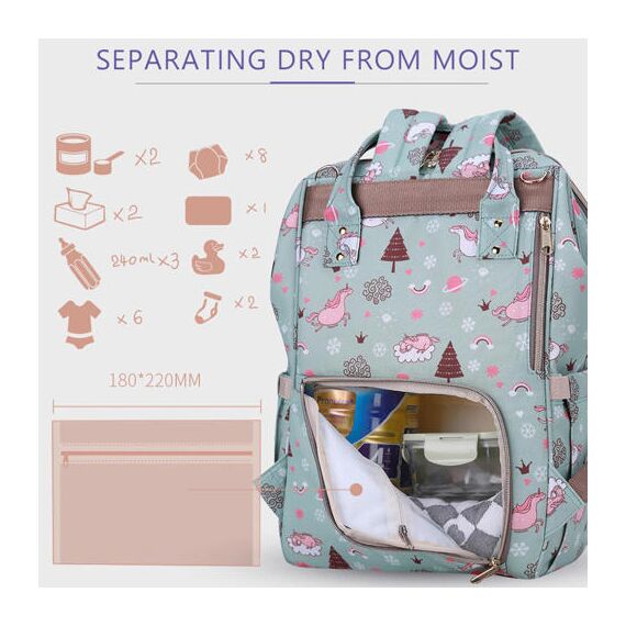 Sunveno Diaper Travel Kit With Usb Port And Changing Clutch 42X27X21Cm, Color: Green, 5 image
