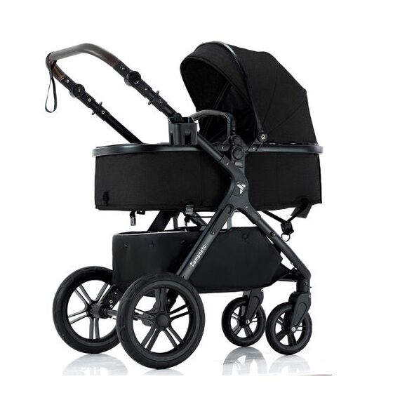 Teknum 3In1 Compacto Baby Stroller With Bassinet Air Cabin Friendly 0-36 Months, Color: Black