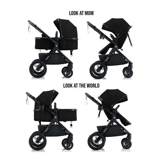 Teknum 3In1 Compacto Baby Stroller With Bassinet Air Cabin Friendly 0-36 Months, Color: Black, 3 image