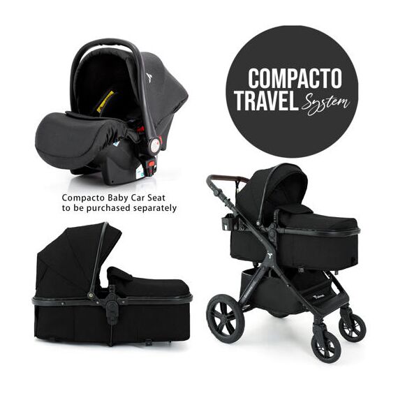 Teknum 3In1 Compacto Baby Stroller With Bassinet Air Cabin Friendly 0-36 Months, Color: Black, 12 image