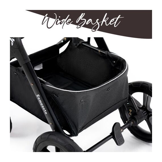 Teknum 3In1 Compacto Baby Stroller With Bassinet Air Cabin Friendly 0-36 Months, Color: Black, 14 image