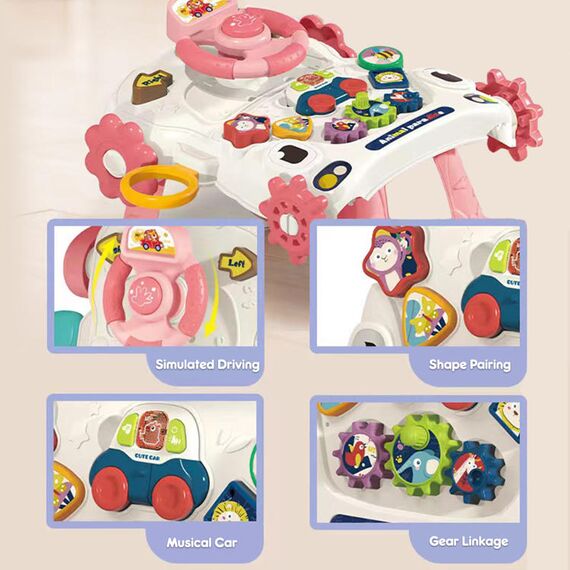 Teknum 3In1 Baby Walker Learning Table Game Panel With Musical Keyboard 6+ Months, Color: pink, 8 image