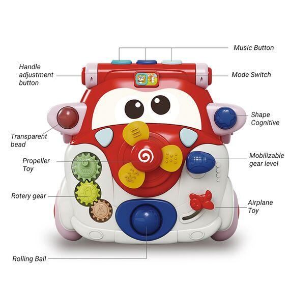 Teknum 3In1 Baby Walker Learning Table Game Panel With Musical Keyboard 6+ Months, Color: red, 3 image