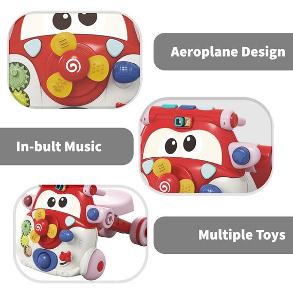 Teknum 3In1 Baby Walker Learning Table Game Panel With Musical Keyboard 6+ Months, Color: red, 4 image