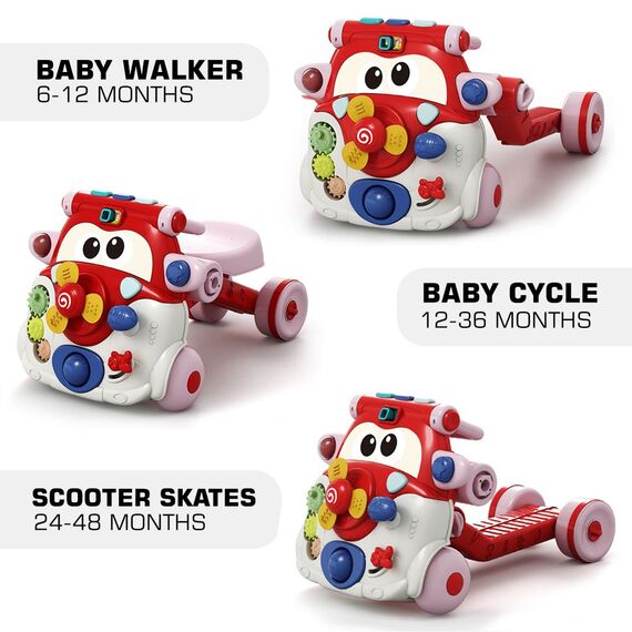 Teknum 3In1 Baby Walker Learning Table Game Panel With Musical Keyboard 6+ Months, Color: red, 2 image
