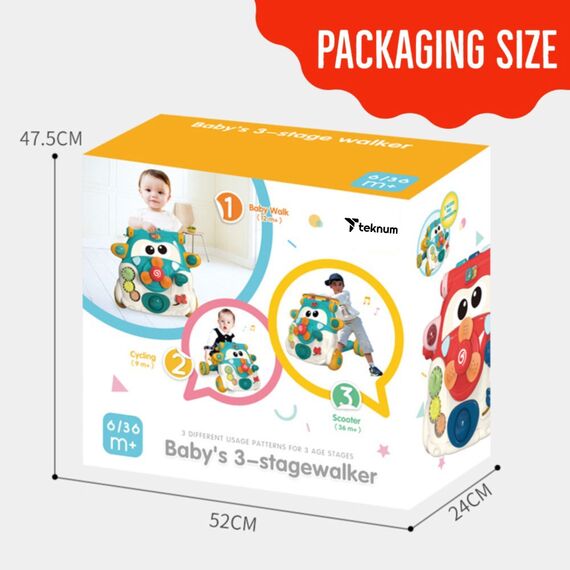 Teknum 3In1 Baby Walker Learning Table Game Panel With Musical Keyboard 6+ Months, Color: red, 13 image