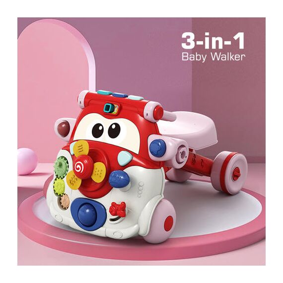 Teknum 3In1 Baby Walker Learning Table Game Panel With Musical Keyboard 6+ Months, Color: red, 12 image
