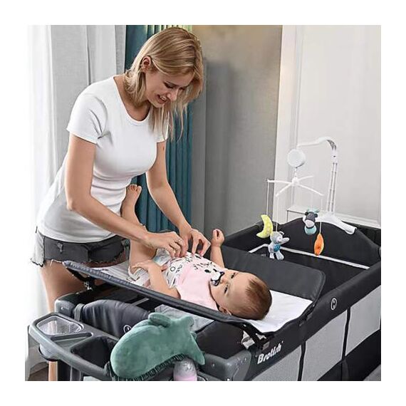 Teknum 4In1 Baby Bedside Co-Sleeper Bassinet Playpen With Rocker 0-3 Years 30Kg, Color: Black, 5 image