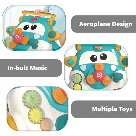 Teknum 3In1 Baby Walker Learning Table Game Panel With Musical Keyboard 6+ Months, Color: Green, 4 image