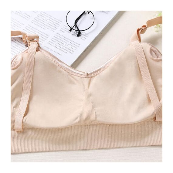 Sunveno Breastfeeding Nursing Bra, Color: Skin, Maternity Size: 75B, 6 image