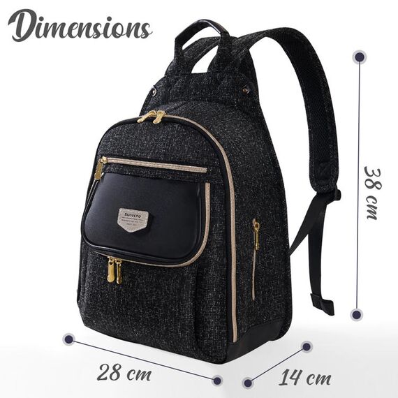 Sunveno Fashion Compact Diaper Backpack, Color: Black, 2 image