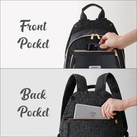 Sunveno Fashion Compact Diaper Backpack, Color: Black, 4 image