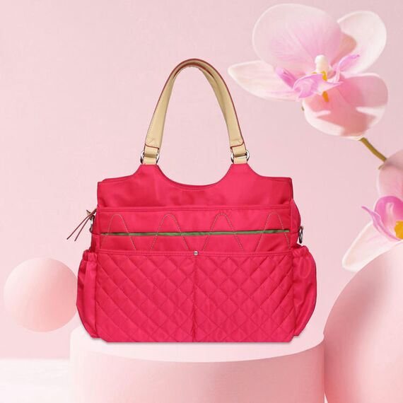 Sunveno Fashion Diaper Bag 17.7L With 15 Pockets And Shoulder Strap, Color: red, 4 image
