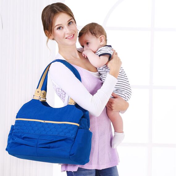 Sunveno Fashion Diaper Tote Bag 21.5L With 11 Pockets And Shoulder Strap, Color: Blue, 3 image