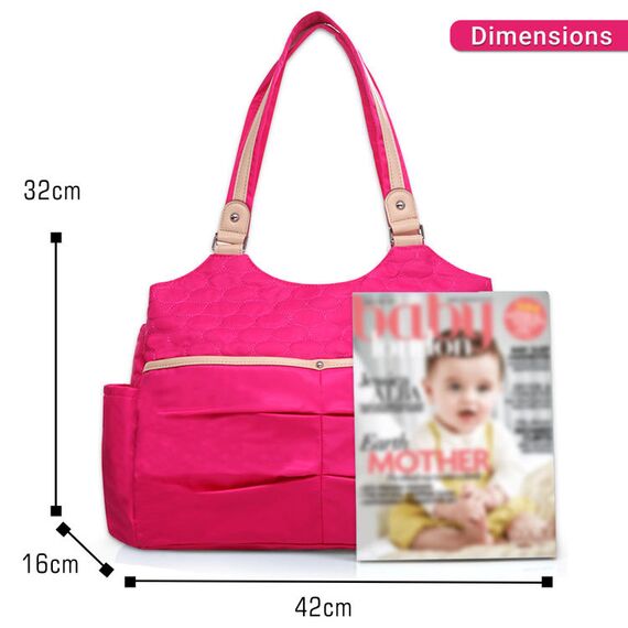 Sunveno Fashion Diaper Tote Bag 21.5L With 11 Pockets And Shoulder Strap, Color: Fuchsia, 6 image