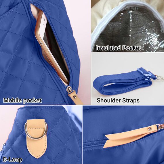 Sunveno Styler Fashion Diaper Bag 25.9L With 11 Pockets And Shoulder Strap, Color: Blue, 2 image