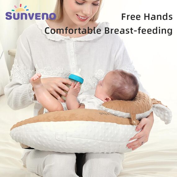 Sunveno Baby Anti-Reflux Feeding Pillow With C Shaped Seating Pillow 0-2 Years, Color: Coffee, 6 image