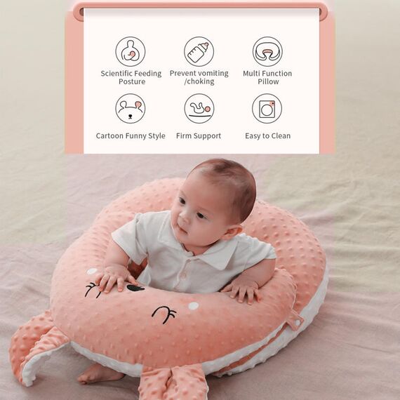 Sunveno Baby Anti-Reflux Feeding Pillow With C Shaped Seating Pillow 0-2 Years, Color: pink, 3 image