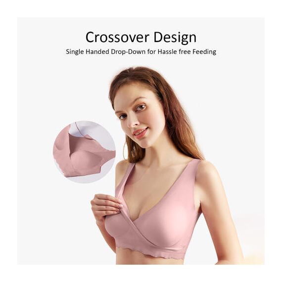 Sunveno Maternity Cross Fit Nursing & Sleep Bra, Color: Brown, Maternity Size: XL, 4 image