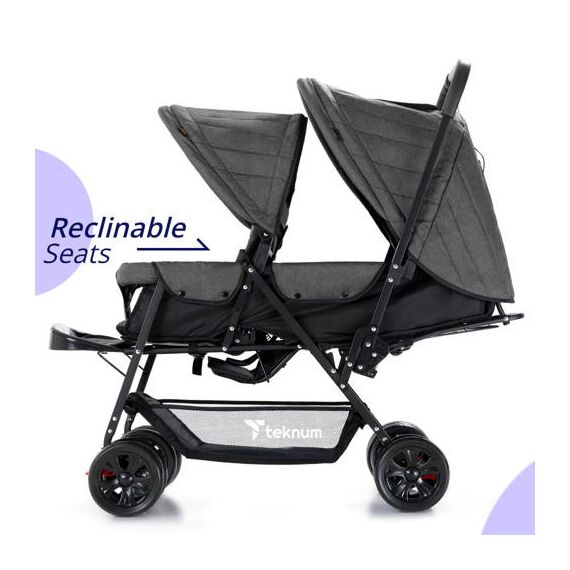 Teknum Double Baby Stroller Twin 6-36 Months 20Kg, Color: Dark Grey, 4 image