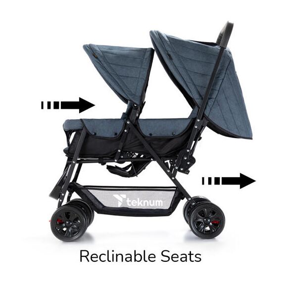 Teknum Double Baby Stroller Twin 6-36 Months 20Kg, Color: Grey, 4 image