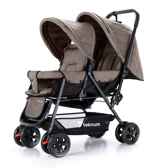 Teknum Double Baby Stroller Twin 6-36 Months 20Kg, Color: Khaki