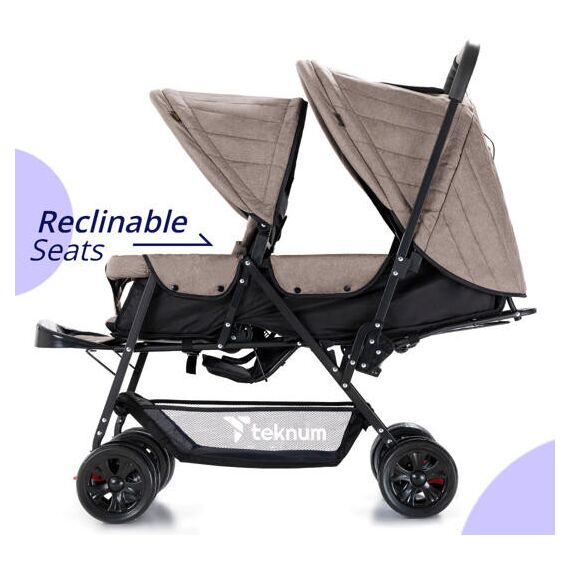 Teknum Double Baby Stroller Twin 6-36 Months 20Kg, Color: Khaki, 4 image