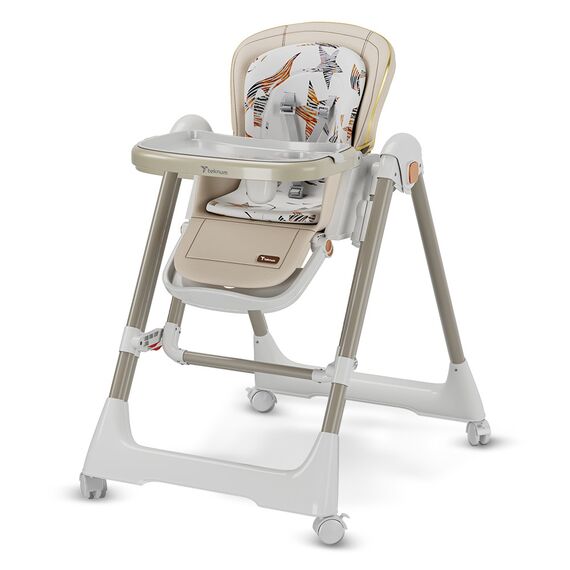 Teknum 5-In-1 Swing With High Chair Lockable Wheels 6–36 Months Up To 20Kg, Color: Ivory