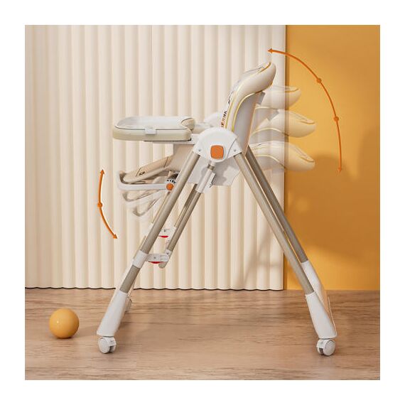 Teknum 5-In-1 Swing With High Chair Lockable Wheels 6–36 Months Up To 20Kg, Color: Ivory, 4 image