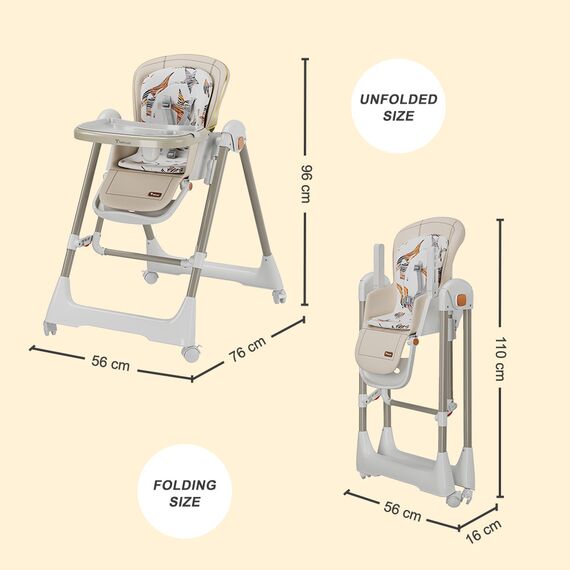 Teknum 5-In-1 Swing With High Chair Lockable Wheels 6–36 Months Up To 20Kg, Color: Ivory, 7 image