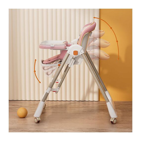 Teknum 5-In-1 Swing With High Chair Lockable Wheels 6–36 Months Up To 20Kg, Color: pink, 3 image