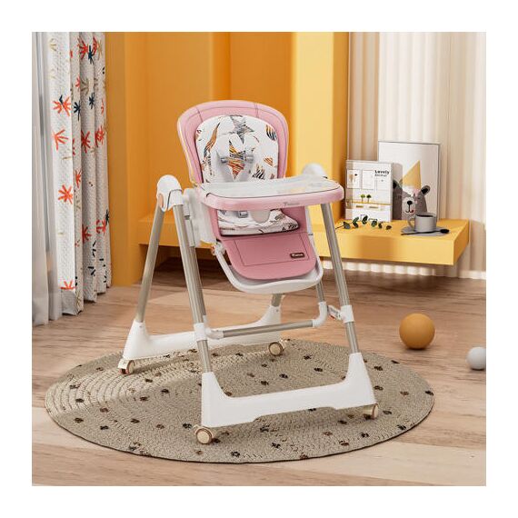 Teknum 5-In-1 Swing With High Chair Lockable Wheels 6–36 Months Up To 20Kg, Color: pink, 4 image