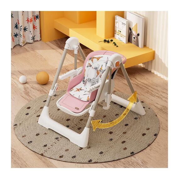 Teknum 5-In-1 Swing With High Chair Lockable Wheels 6–36 Months Up To 20Kg, Color: pink, 6 image