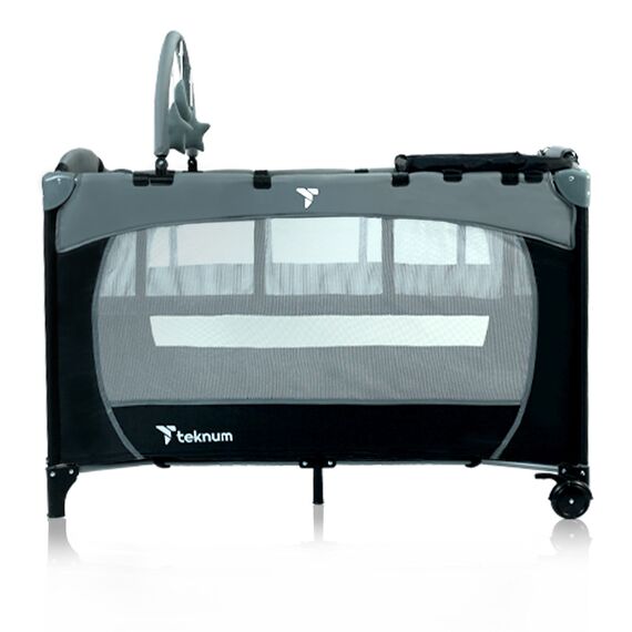 Teknum Astronaut Playard And Cot 2-In-1 With Bassinet 0–3 Years, Color: Grey & Black, 2 image