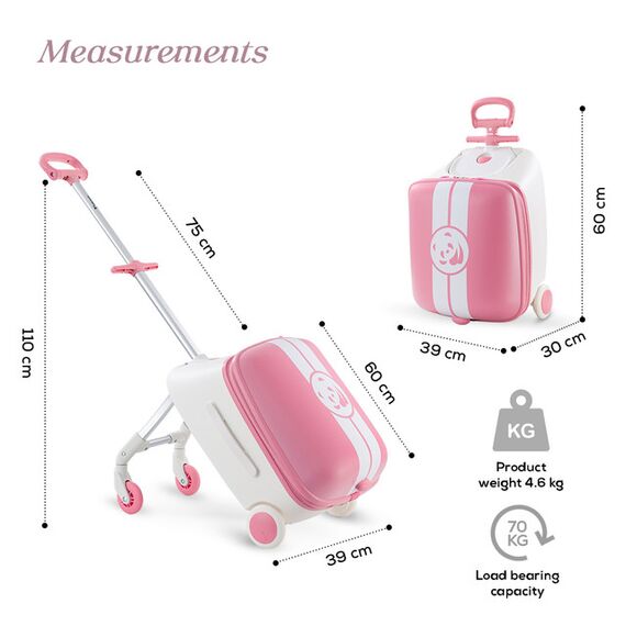 Teknum 3In1 Ride On Suitcase 34L 3+ Years Up To 70Kg, Color: pink, 9 image